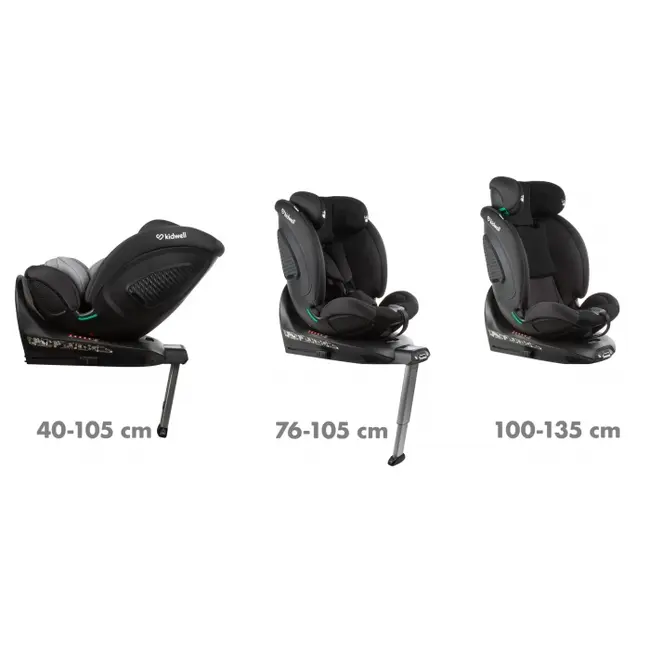 Scaun auto cu isofix kidwell gocar, grupa 40-135 cm, i-size, omologare r129 - negru-gri edeedifosagoc03a0