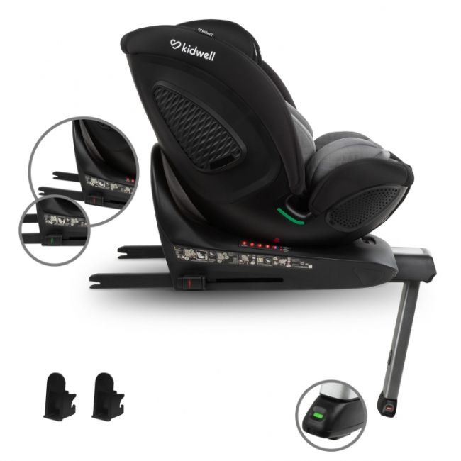 Scaun auto cu isofix kidwell gocar, grupa 40-135 cm, i-size, omologare r129 - negru-gri edeedifosagoc03a0