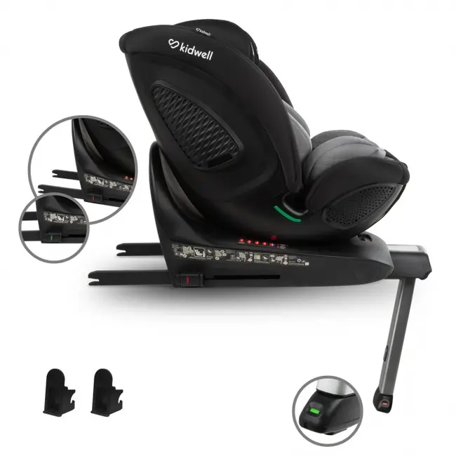 Scaun auto cu isofix kidwell gocar, grupa 40-135 cm, i-size, omologare r129 - negru-gri edeedifosagoc03a0