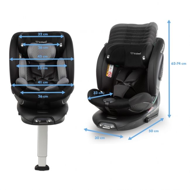 Scaun auto cu isofix kidwell gocar, grupa 40-135 cm, i-size, omologare r129 - negru-gri edeedifosagoc03a0