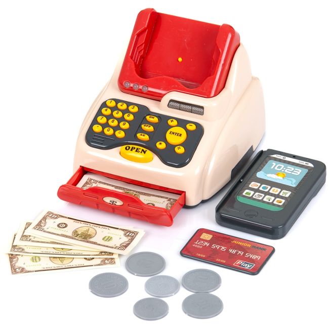 Set jucarie chipolino cash register cu lumini, sunete si 24 accesorii hubdipk002405cr