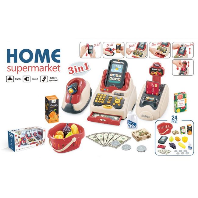 Set jucarie chipolino cash register cu lumini, sunete si 24 accesorii hubdipk002405cr