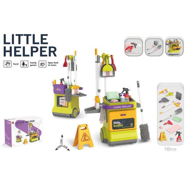 Set jucarie chipolino cleaning trolley cu 16 accesorii hubdipk002410cl