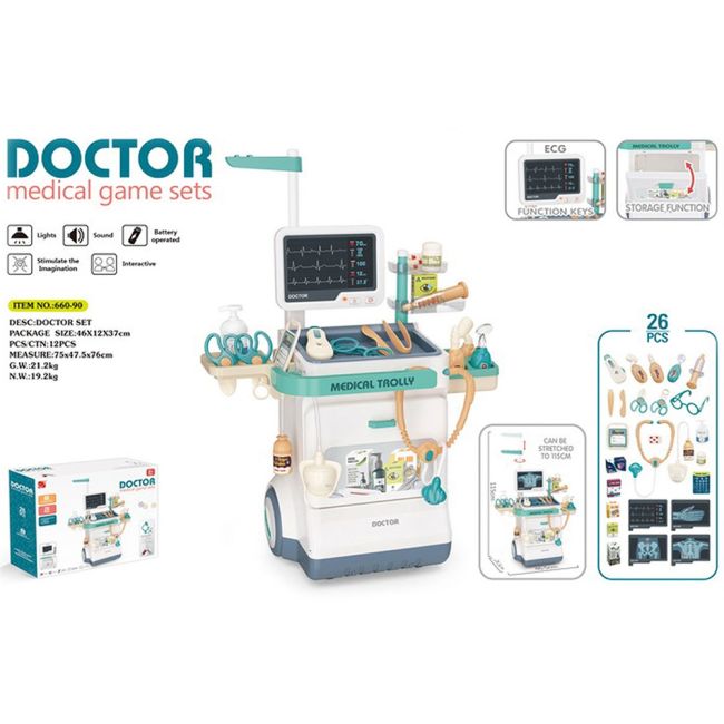 Set jucarie chipolino doctor cu lumini, sunete si 26 accesorii hubdipk002406ds