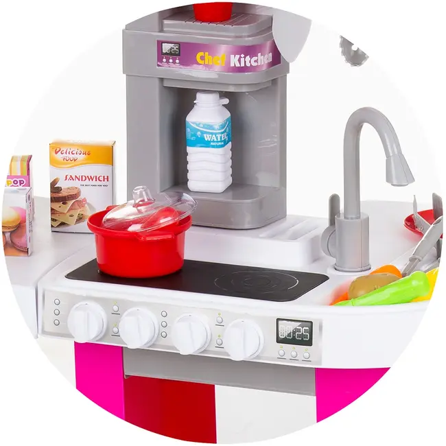 Set jucarie chipolino kitchen 72,5 cm cu sistem de curgere apa, lumini, sunete si 53 accesorii hubdipk002419sk