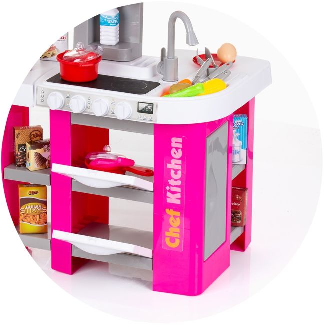 Set jucarie chipolino kitchen 72,5 cm cu sistem de curgere apa, lumini, sunete si 53 accesorii hubdipk002419sk