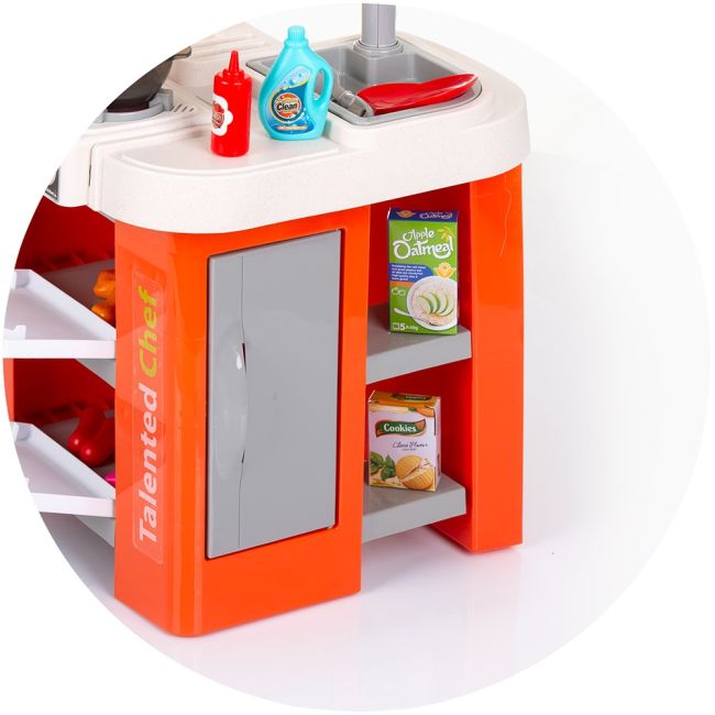 Set jucarie chipolino kitchen 84 cm cu sistem de curgere apa, lumini, sunete si 79 accesorii hubdipk002422kl