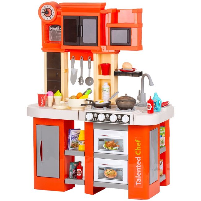 Set jucarie chipolino kitchen 84 cm cu sistem de curgere apa, lumini, sunete si 79 accesorii hubdipk002422kl