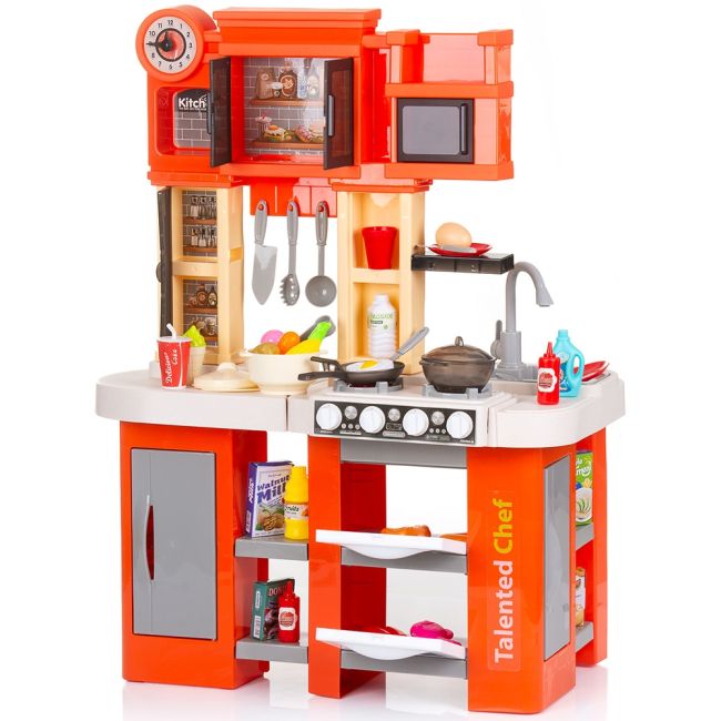 Set jucarie chipolino kitchen 84 cm cu sistem de curgere apa, lumini, sunete si 79 accesorii hubdipk002422kl