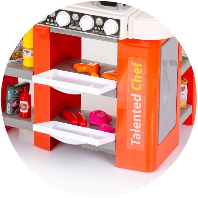 Set jucarie chipolino kitchen 84 cm cu sistem de curgere apa, lumini, sunete si 79 accesorii hubdipk002422kl