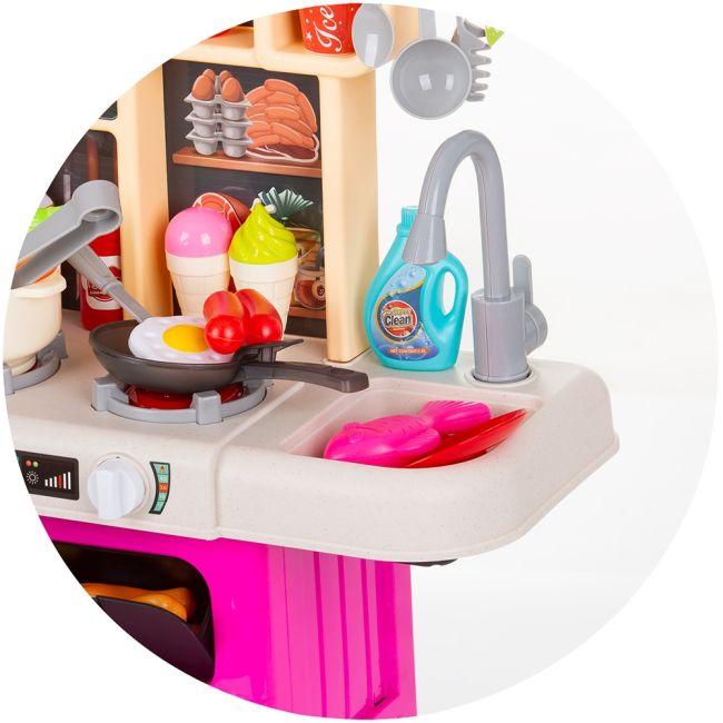 Set jucarie chipolino kitchen 87 cm cu sistem de curgere apa, lumini, sunete si 63 accesorii hubdipk002417dk