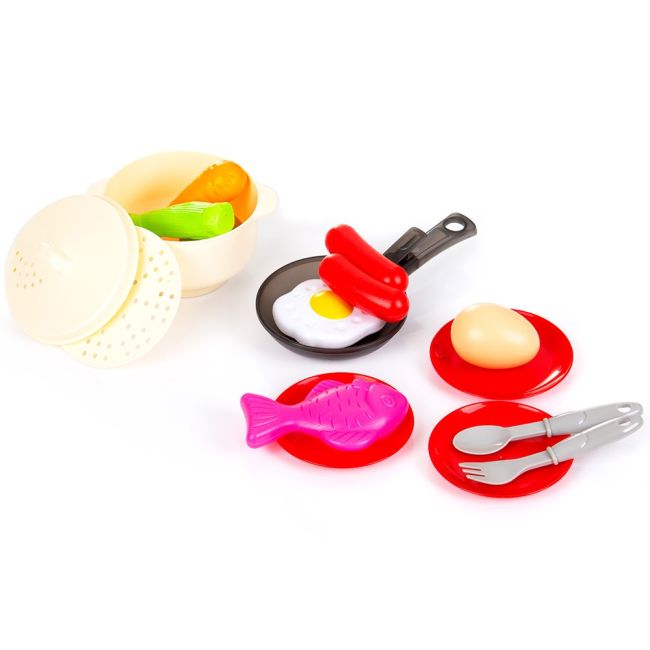 Set jucarie chipolino kitchen 87 cm cu sistem de curgere apa, lumini, sunete si 63 accesorii hubdipk002417dk