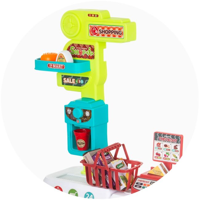 Set jucarie chipolino supermarket 87 cm cu lumini, sunete si 81 accesorii hubdipk002415sp
