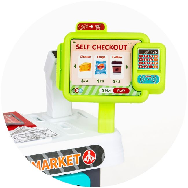 Set jucarie chipolino supermarket 87 cm cu lumini, sunete si 81 accesorii hubdipk002415sp