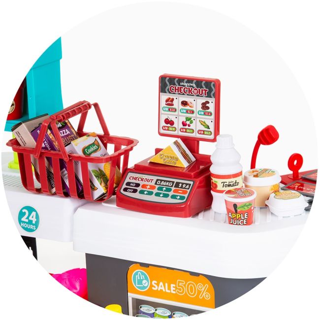 Set jucarie chipolino supermarket 87 cm cu lumini, sunete si 81 accesorii hubdipk002415sp