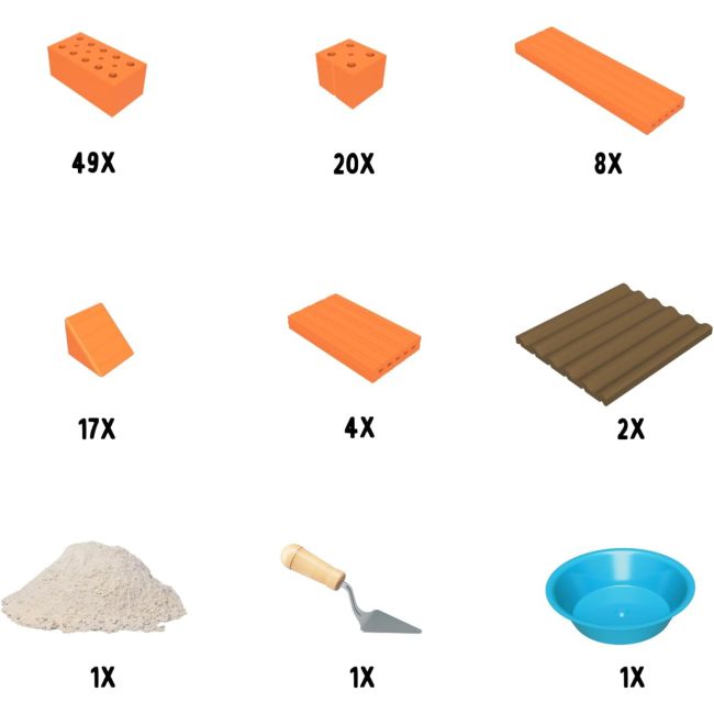 Set sortiment de caramizi cu mortar si accesorii tei1530