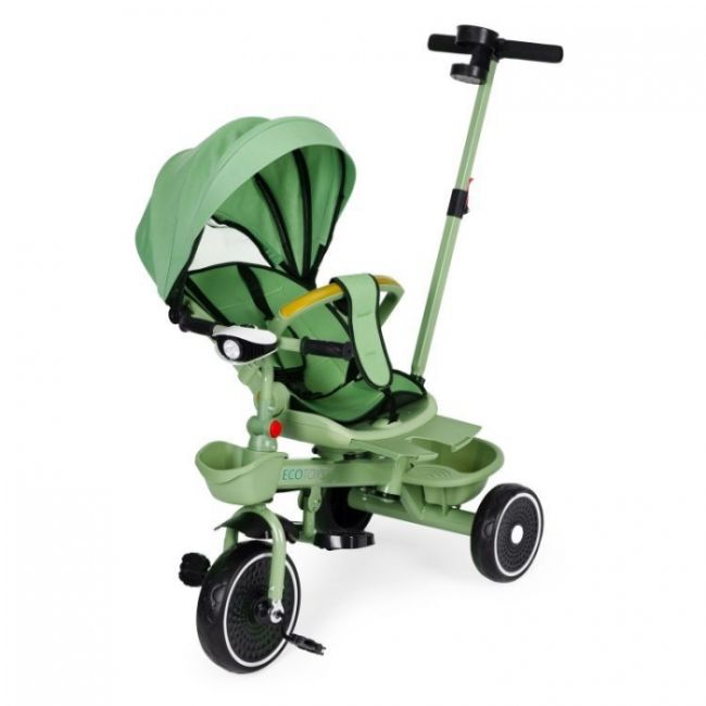 Tricicleta 2 in 1 pentru copii, scaun rotativ 360°, roti din spuma eva, ecotoys wql-066-18 - verde edeediwql-066-18green