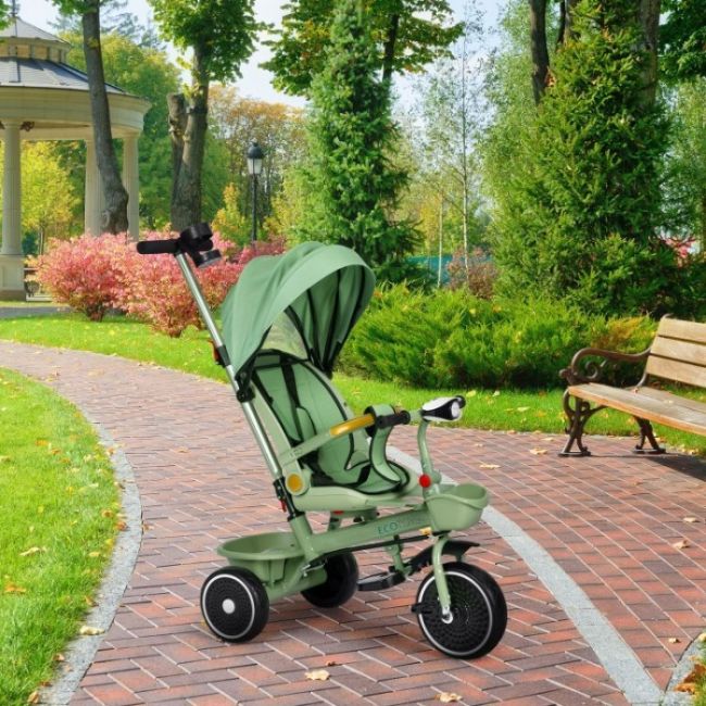 Tricicleta 2 in 1 pentru copii, scaun rotativ 360°, roti din spuma eva, ecotoys wql-066-18 - verde edeediwql-066-18green