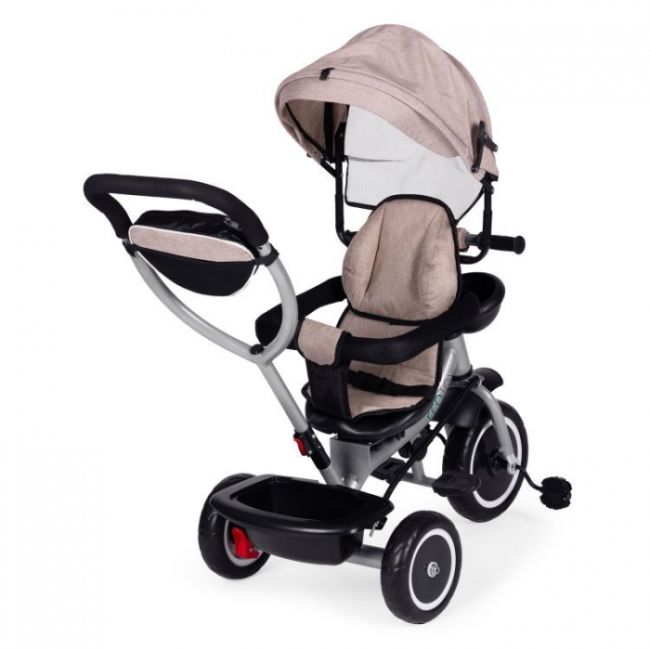 Tricicleta 2 in 1 pentru copii, scaun rotativ 360°, roti din spuma eva, ecotoys wql-066-52 - bej edeediwql-066-52beige