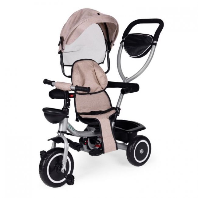 Tricicleta 2 in 1 pentru copii, scaun rotativ 360°, roti din spuma eva, ecotoys wql-066-52 - bej edeediwql-066-52beige