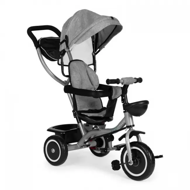 Tricicleta 2 in 1 pentru copii, scaun rotativ 360&deg;, roti din spuma eva, ecotoys wql-066-52 - gri edeediwql-066-52grey