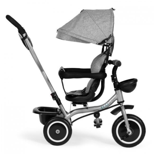 Tricicleta 2 in 1 pentru copii, scaun rotativ 360°, roti din spuma eva, ecotoys wql-066-52 - gri edeediwql-066-52grey