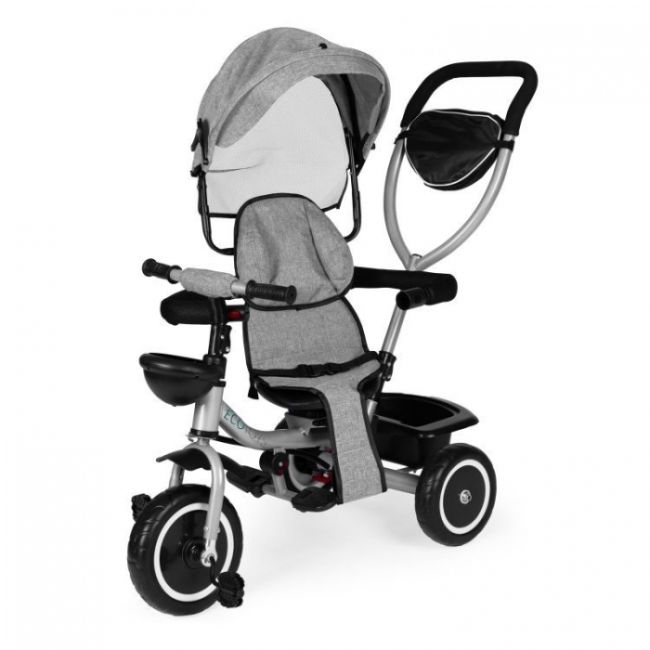 Tricicleta 2 in 1 pentru copii, scaun rotativ 360°, roti din spuma eva, ecotoys wql-066-52 - gri edeediwql-066-52grey