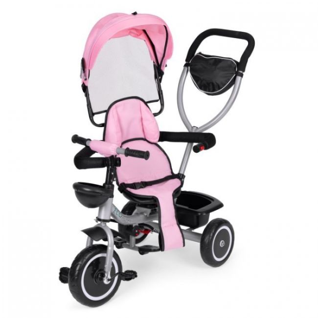 Tricicleta 2 in 1 pentru copii, scaun rotativ 360°, roti din spuma eva, ecotoys wql-066-52 - roz edeediwql-066-52pink