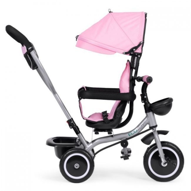 Tricicleta 2 in 1 pentru copii, scaun rotativ 360°, roti din spuma eva, ecotoys wql-066-52 - roz edeediwql-066-52pink