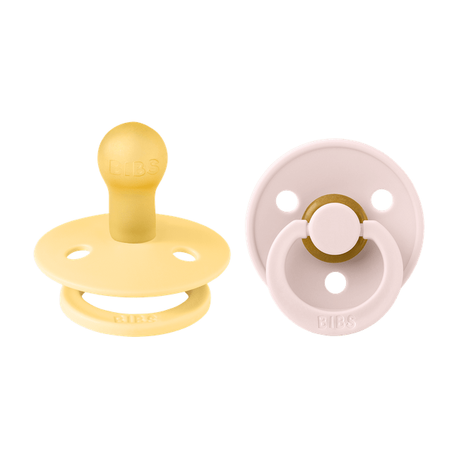 Bibs - set 2 suzete colour latex, tetina rotunda, 0 luni +-pale butter/petal bbb110463