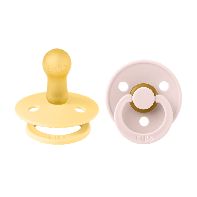 Bibs - set 2 suzete colour latex, tetina rotunda, 6 luni +-pale butter/petal bbb120463