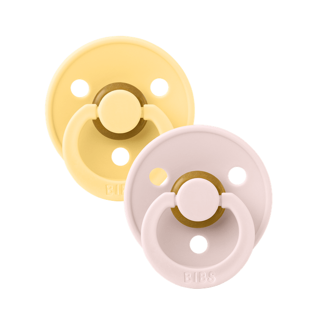 Bibs - set 2 suzete colour latex, tetina rotunda, 6 luni +-pale butter/petal bbb120463