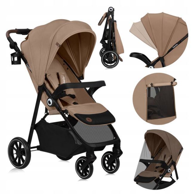 Carucior sport, Lionelo, Emma One, Cu tavita, Suport pahar, Plasa de tantari, Roti EVA, Maner reglabil, Pana la 22 kg, 6 luni+, Conform cu EN1888-1, Bej BYNLO-EMMA_ONE_BEIGE_SAND