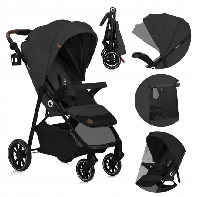 Carucior sport, Lionelo, Emma One, Cu tavita, Suport pahar, Plasa de tantari, Roti EVA, Maner reglabil, Pana la 22 kg, 6 luni+, Conform cu EN1888-1, Gri BYNLO-EMMA_ONE_GREY_STONE