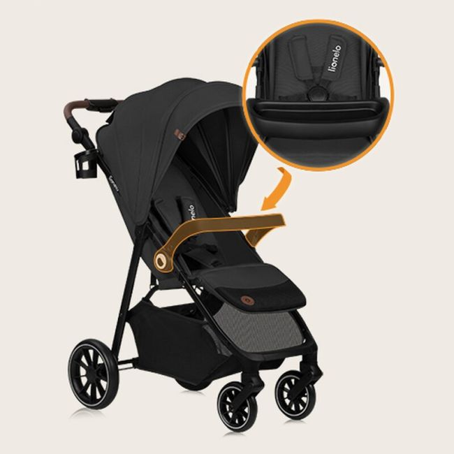 Carucior sport, Lionelo, Emma One, Cu tavita, Suport pahar, Plasa de tantari, Roti EVA, Maner reglabil, Pana la 22 kg, 6 luni+, Conform cu EN1888-1, Gri BYNLO-EMMA_ONE_GREY_STONE