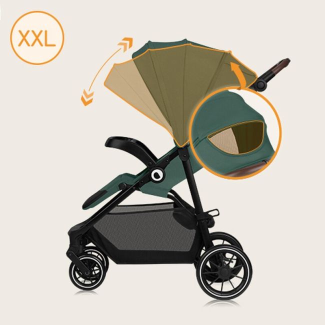 Carucior sport, Lionelo, Emma One, Cu tavita, Suport pahar, Plasa de tantari, Roti EVA, Maner reglabil, Pana la 22 kg, 6 luni+, Conform cu EN1888-1, Verde BYNLO-EMMA_ONE_GREEN_FOREST