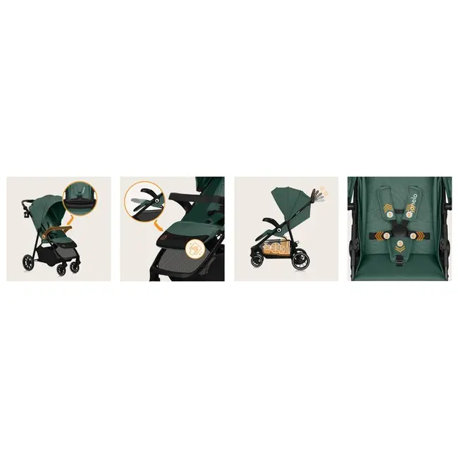 Carucior sport, Lionelo, Emma One, Cu tavita, Suport pahar, Plasa de tantari, Roti EVA, Maner reglabil, Pana la 22 kg, 6 luni+, Conform cu EN1888-1, Verde BYNLO-EMMA_ONE_GREEN_FOREST