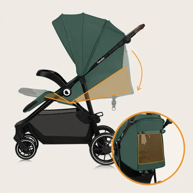 Carucior sport, Lionelo, Emma One, Cu tavita, Suport pahar, Plasa de tantari, Roti EVA, Maner reglabil, Pana la 22 kg, 6 luni+, Conform cu EN1888-1, Verde BYNLO-EMMA_ONE_GREEN_FOREST