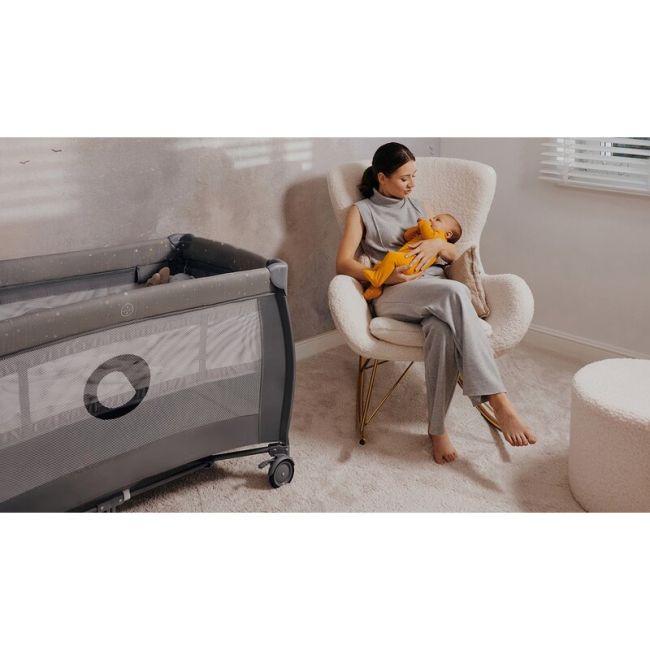 Patut pliant, Lionelo, Stefi Plus, Cu doua nivele, Cu intrare laterala cu fermoar, 2 roti, 120 x 60 cm, Conform cu standardul european de securitate EN 716, Bej BYNLO-STEFI_PLUS_BEIGE_CAPPUCCINO