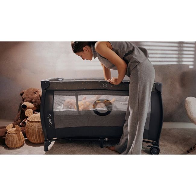 Patut pliant, Lionelo, Stefi Plus, Cu doua nivele, Cu intrare laterala cu fermoar, 2 roti, 120 x 60 cm, Conform cu standardul european de securitate EN 716, Bej BYNLO-STEFI_PLUS_BEIGE_CAPPUCCINO