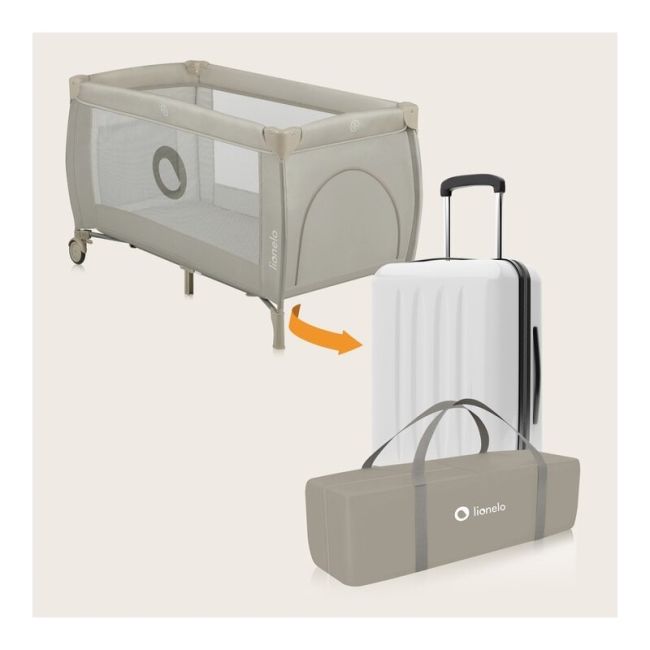 Patut pliant, Lionelo, Stefi Plus, Cu doua nivele, Cu intrare laterala cu fermoar, 2 roti, 120 x 60 cm, Conform cu standardul european de securitate EN 716, Bej BYNLO-STEFI_PLUS_BEIGE_CAPPUCCINO