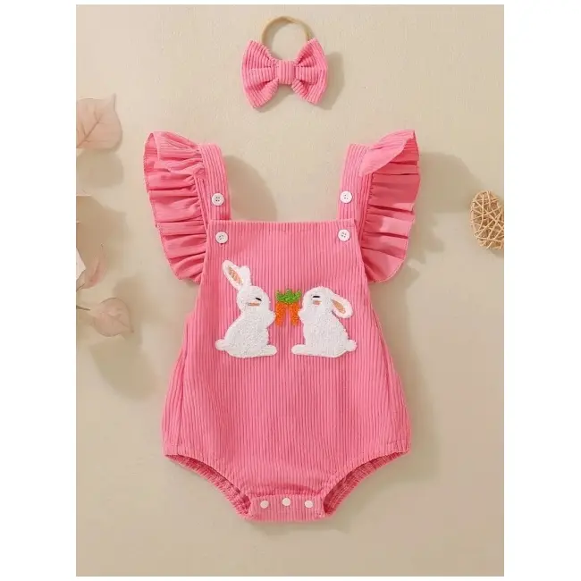 Salopeta roz cu iepurasi dragalasi pentru bebelusi mbtu80-de