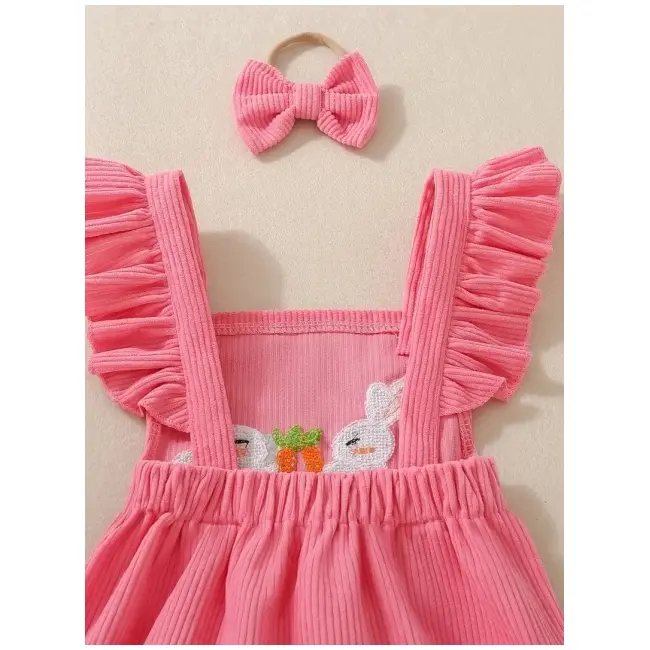 Salopeta roz cu iepurasi dragalasi pentru bebelusi mbtu80-de