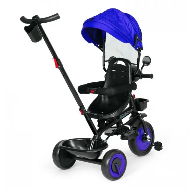 Tricicleta 3 in 1 pentru copii, scaun rotativ 360&deg;, roti din spuma eva, ecotoys wql-066-51 - albastru edeediwql-066-51blue