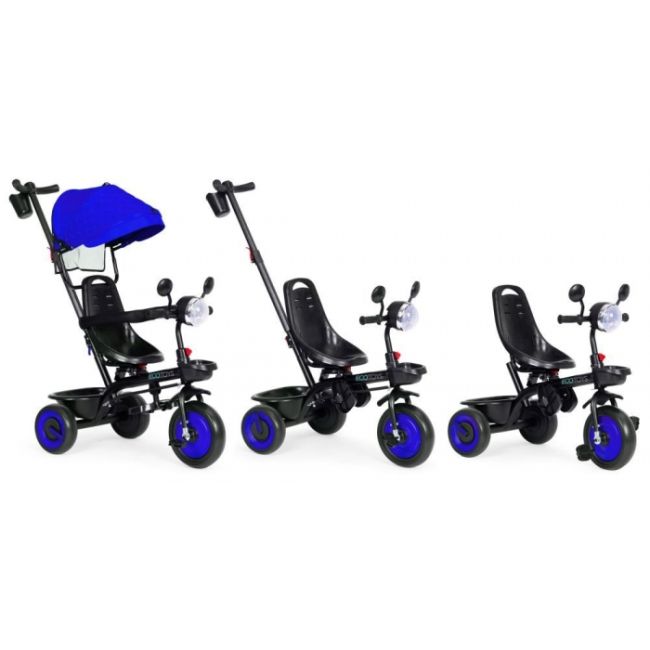Tricicleta 3 in 1 pentru copii, scaun rotativ 360°, roti din spuma eva, ecotoys wql-066-51 - albastru edeediwql-066-51blue