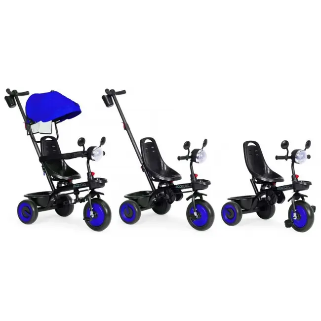Tricicleta 3 in 1 pentru copii, scaun rotativ 360&deg;, roti din spuma eva, ecotoys wql-066-51 - albastru edeediwql-066-51blue