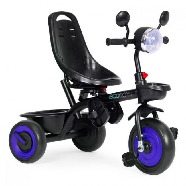Tricicleta 3 in 1 pentru copii, scaun rotativ 360°, roti din spuma eva, ecotoys wql-066-51 - albastru edeediwql-066-51blue