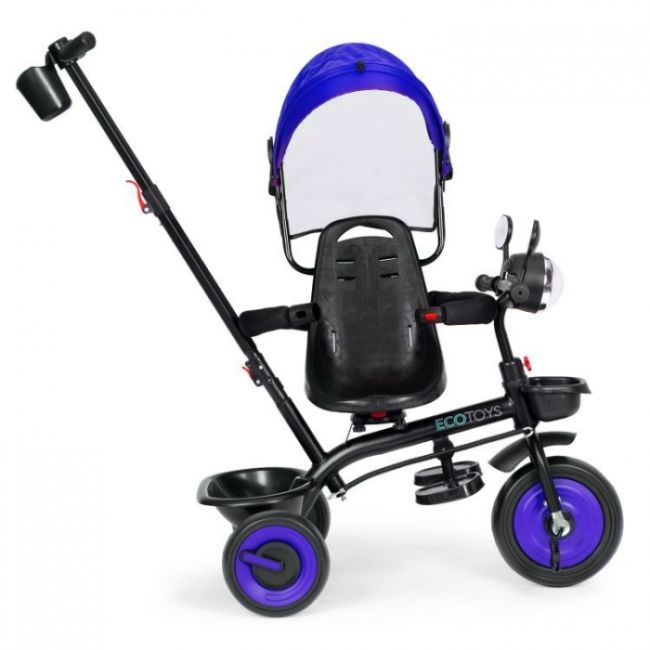 Tricicleta 3 in 1 pentru copii, scaun rotativ 360°, roti din spuma eva, ecotoys wql-066-51 - albastru edeediwql-066-51blue