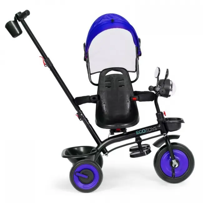 Tricicleta 3 in 1 pentru copii, scaun rotativ 360&deg;, roti din spuma eva, ecotoys wql-066-51 - albastru edeediwql-066-51blue