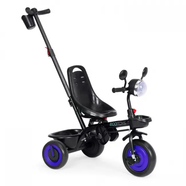 Tricicleta 3 in 1 pentru copii, scaun rotativ 360&deg;, roti din spuma eva, ecotoys wql-066-51 - albastru edeediwql-066-51blue